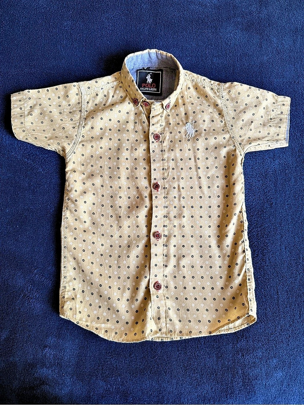 Polo Ralph Lauren Kids Button Down Shirt in Tan & Blue